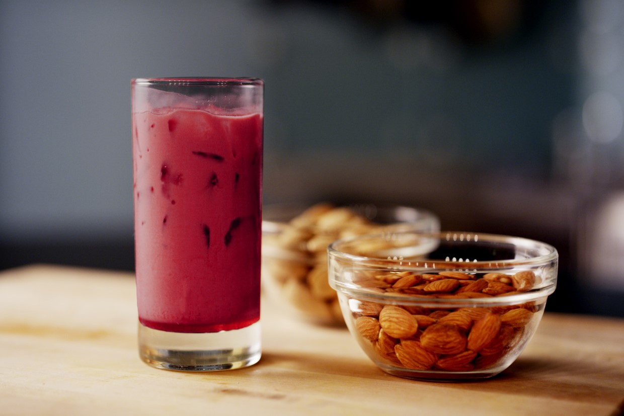 Almond beet latte